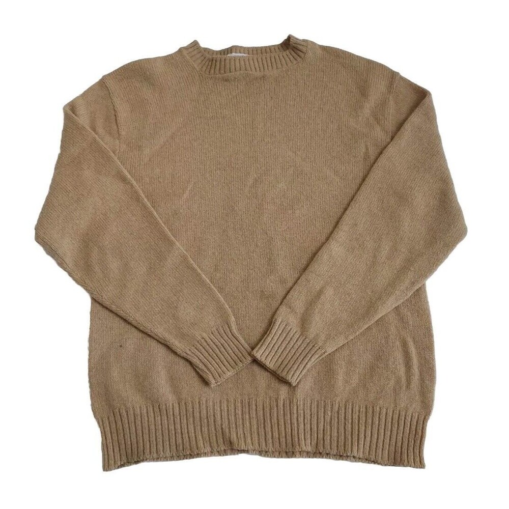 Vintage 1970's Jantzen WOOL Blend Beige Crew Neck Sweater Kurt Cobain Size L USA